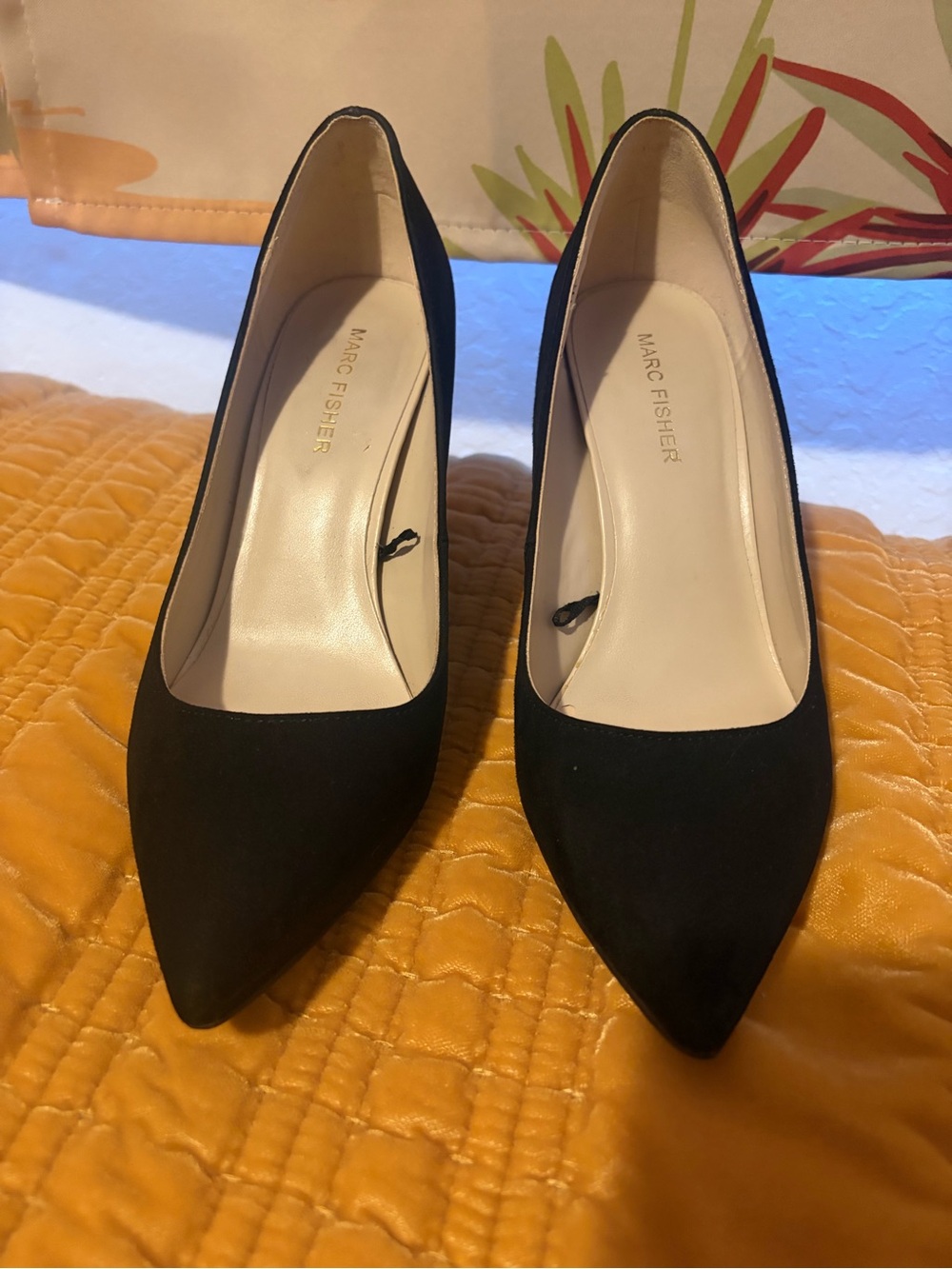 Marc Fisher Black Suede Pointed-Toe Pumps